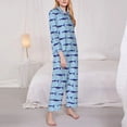 thumbnail image 3 of Balery Cute Shark Conjunto de Pijama con Estampado para Mujer, Conjunto de Dos Piezas con Manga Larga, Ropa de Dormir Suave con Bolsillos, Pijamas Cómodos-Large, 3 of 7