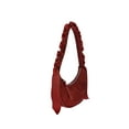 thumbnail image 3 of Madden NYC Women's Ruffled Ribbon Half Moon Nylon Handbag, Mulberry, 3 of 4