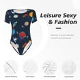 thumbnail image 6 of Rateoe Space Cartoon Printed Women Rash Guard Short Sleeve,Tummy control Swimsuit Surfing Swimsuit Bathing Suit Short-sleeved Onesie UPF 50+, 6 of 6