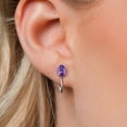 thumbnail image 3 of Gem Stone King 925 Sterling Silver Purple Amethyst Clip-On Earrings for Women (1.50 Cttw, Gemstone Birthstone, Oval 7X5MM), 3 of 6