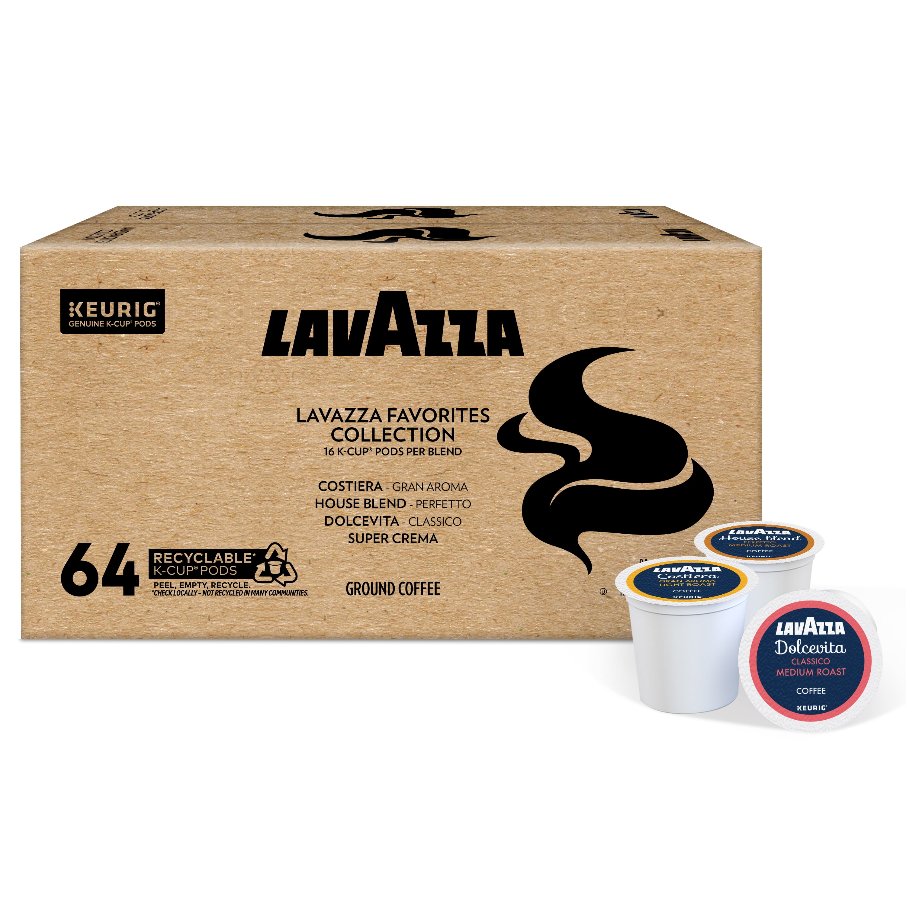 Lavazza Keurig® K-Cup® Favorites Collection, Contains Light and Medium Roast (64 Pods)