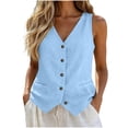 thumbnail image 2 of Minjewel Tops for Women Sleeveless Vest Top - with Pockets Pullover Casual Summer Tank, Tank Tops for Women Modern Stylish Top, Womens Summer Tops for Everyday Wear,Light Blue L, 2 of 5