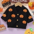 thumbnail image 2 of Girls Knitted Cardigan Jacket Pumpkin 3D Design Long Sleeve Front Open Coat Autumn Winter Warm Baby Toddler Outerwear, 2 of 5