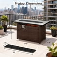 thumbnail image 2 of 45" Propane Fire Pit Table, 50,000 BTU Outdoor Gas Fireplace with Lid, Lava Rocks & Glass Beads, 2-in-1 Wicker Patio Heater & Coffee Table for Backyard Gatherings, Black, 2 of 7