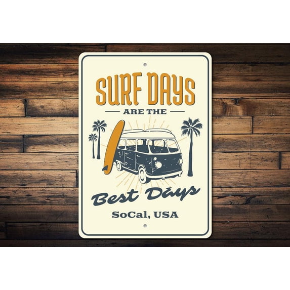 Surf Days Novelty Decor, Metal Wall Sign - 10x14 Inches
