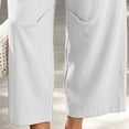 thumbnail image 6 of Pants for Women with Pockets 100% Cotton Decorative Button Drawstring Cropped Pants, 6 of 7