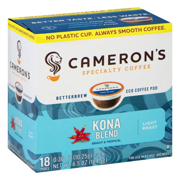 Cameron's Coffee Single Serve KCup Coffee EcoPods, Hawaiian Blend, 18 Count for Keurig Brewers