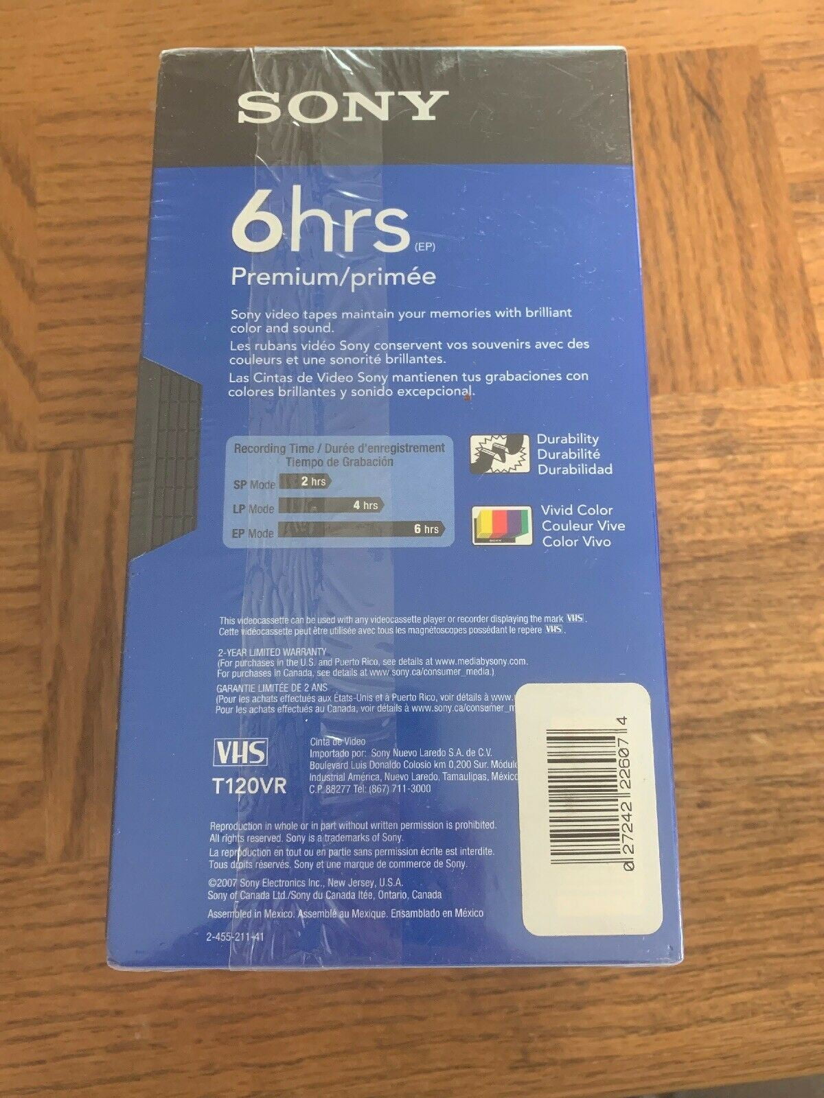 Minute VHS Tapes Sony T120VR 5-Pack 120