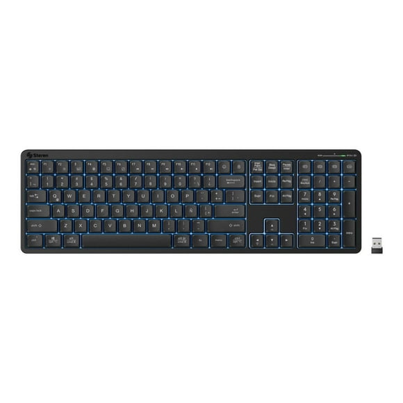 Teclado Bluetooth* / RF multidispositivo con batería recargable y luz LED negro