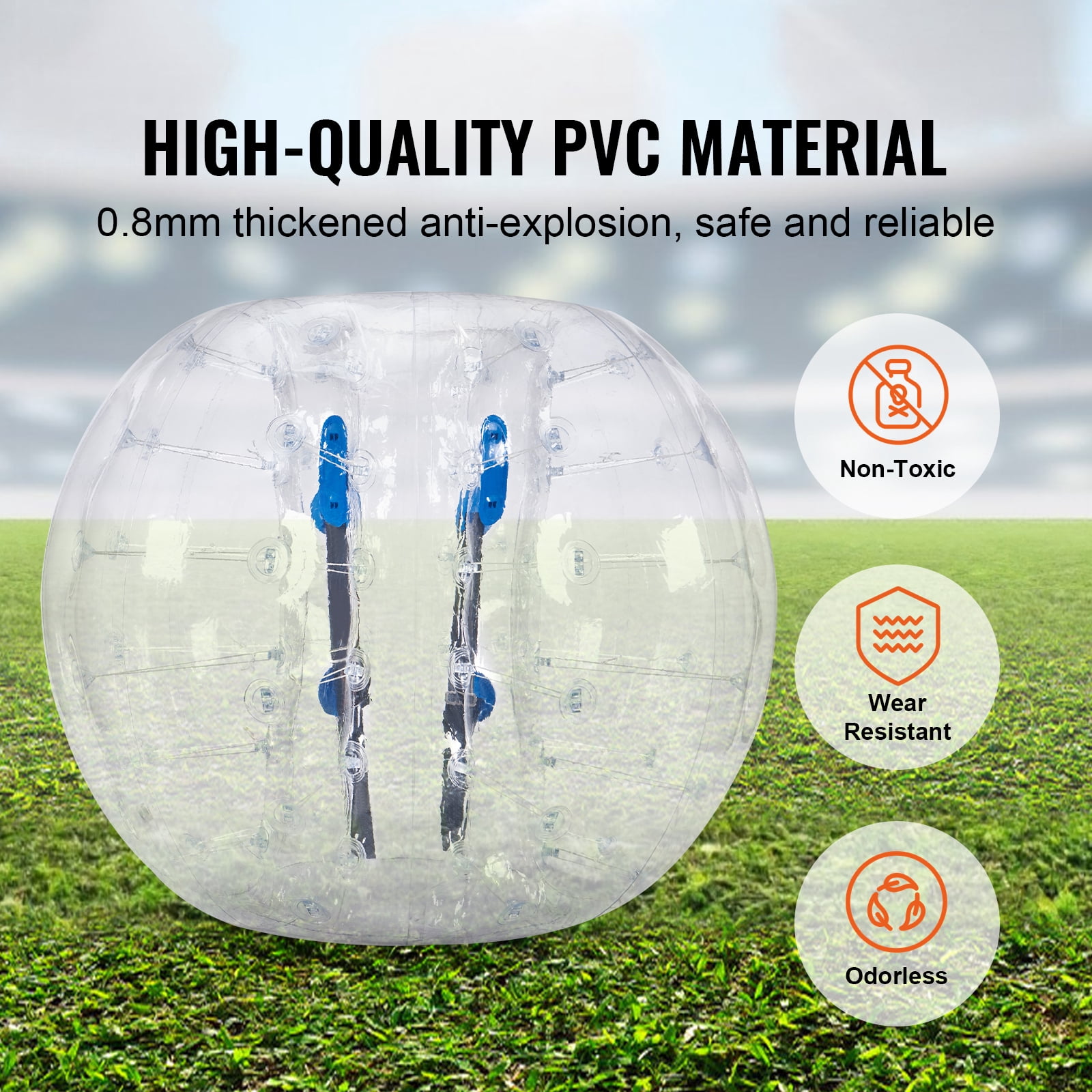 KFFKFF Inflatable Collision Ball, Single Pack, 5FT Diameter for Teens & Adults, Durable 0.8mm PVC Material, Human-Sized Bubble for Outdoor Group Fun, Ideal for Backyard, Park Activities