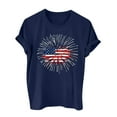 thumbnail image 2 of SOOMLON Independence Day Womens Short Sleeve Tops Fourth of July Shirts Crew Neck Red White and Blue Tops Short Sleeve Trendy T-Shirt Going out Tee Blouse Resort Wear, 2 of 3