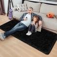 thumbnail image 3 of 2x5 Bedside Area Rugs For Bedroom Soft Fluffy Shag Black Rug Hallway Non-slip Fuzzy Plush Living Room Indoor Floor Carpet Rooms Dorm Modern Home Aesthetic Decor, 3 of 4