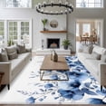 thumbnail image 3 of 5'x7' Area Rugs for Living Room Bedroom, Blue Blooms Floral Washable Rug Carpet Runner Indoor Outdoor, Farmhouse Spring Flowers Botanical Non Slip Floor Mats Area Rug for Kitchen, Nursery, 3 of 8