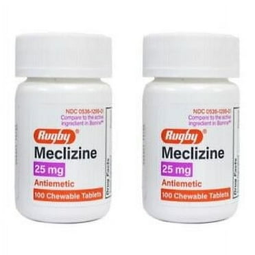 2 Pack Rugby Travel Sickness 25mg Chewables Tablets 100 Count