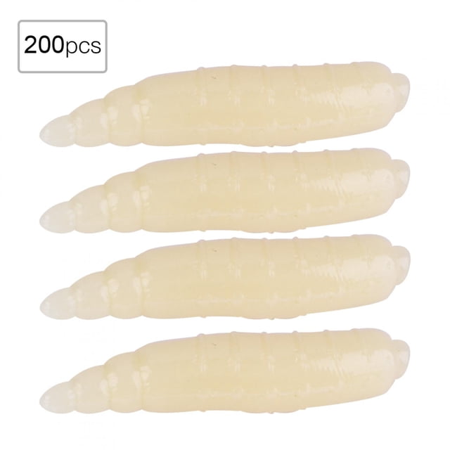 Señuelos de Pesca Con forma de Larva Realistas, 200 Uds., 17 mm, Brillan en la Noche Oscura, Cebo para Peces de Agua Dulce para Disfruta de Principiantes