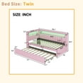 thumbnail image 4 of Mirightone Twin Daybed with LED Light & USB Ports, Corner Bed Frame Trundle Bed Frame with Upholstered for Bedroom, Guest Room, Pink, 4 of 6