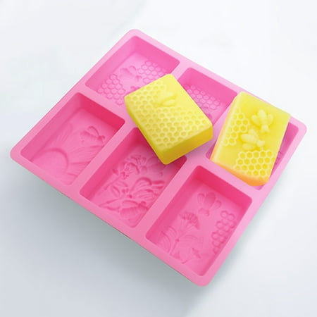 

Greenred Soap Mold Non-sticky Reusable Handiwork 3D Rectangle Bee Silicone Pastry Mold for Kitchen