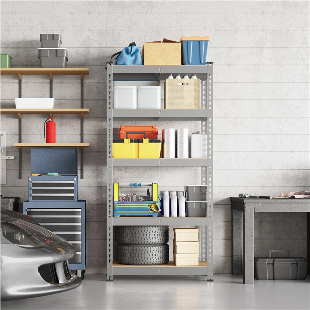Fullfurnique 59″ Height 5 Tier Metal Boltless Storage Shelf with