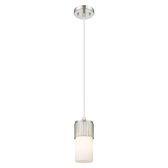 428-1P-SN-G428-7WH Innovations Lighting Bolivar - 1 Light Cord Hung Pendant-4.75 Inch Wide and 7 Inch Tall-Satin Nickel Finish-White Glass Color