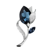 LYTiang Temperament Fashion Elegant Flower Shape Blue Rhinestone Brooch Pin Brooch Pin Rhinestone Embellishments for Crafting Pearl Brooch for Women Fashion Bling Brooches for Women