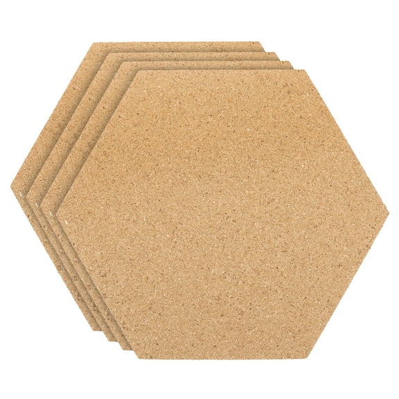 Uxcell 8x7" 1/4" Thick Cork Board Tiles, 4 Pack Self Adhesive Hexagon Bulletin Board Display Corkboard