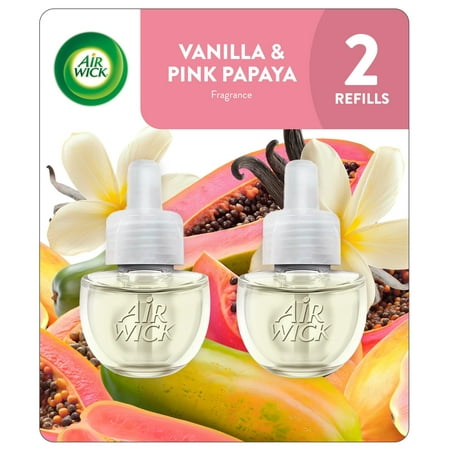Air Wick Plug-In Air Freshener Scented Oil Refills,Vanilla and Pink Papaya, 2 Count