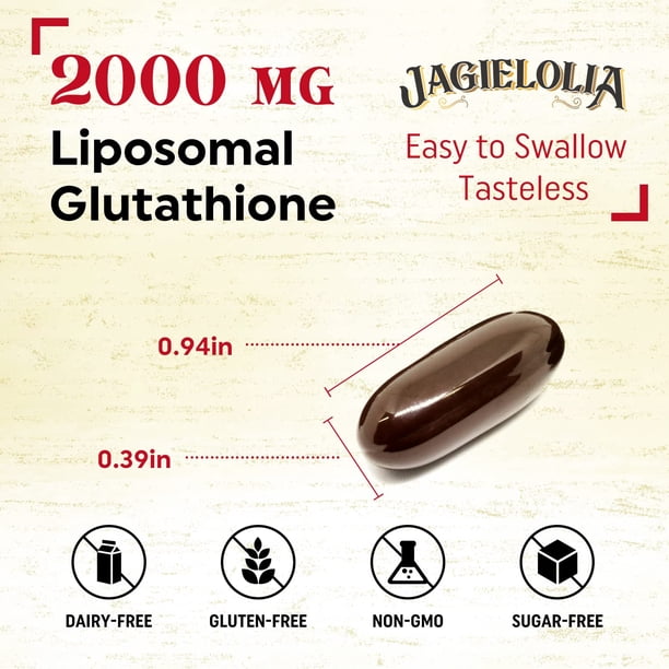 Suplemento Jagielolia, glutatión liposomal, 2000 mg, 120 cápsulas blandas