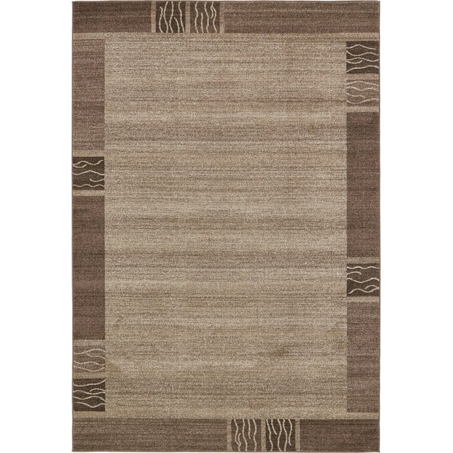 Unique Loom Del Mar Collection Tapis de Transition Contemporain, 6' x 9', Brun Clair/beige