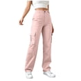 thumbnail image 2 of Pantalones Cargo Mujer Pierna Ancha Elástico Talle Alto Ligero Pantalones De Senderismo Casual Holgado Moda Ropa De Calle Y2k Trajes, 2 of 7