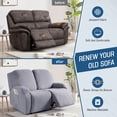 thumbnail image 3 of TAOCOCO Recliner Loveseat Slipcovers 3 Piece Sofa Cover for 2-Seat Couch Stretch Couch Slipcover Protector with Pocket, Light Gray, 3 of 7