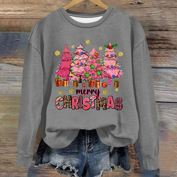 WXLWZYWL Family Christmas 2024 Womens Chrismas Sweatshirts Xmas Long Sleeve Thermal Crewneck Sweatshirts