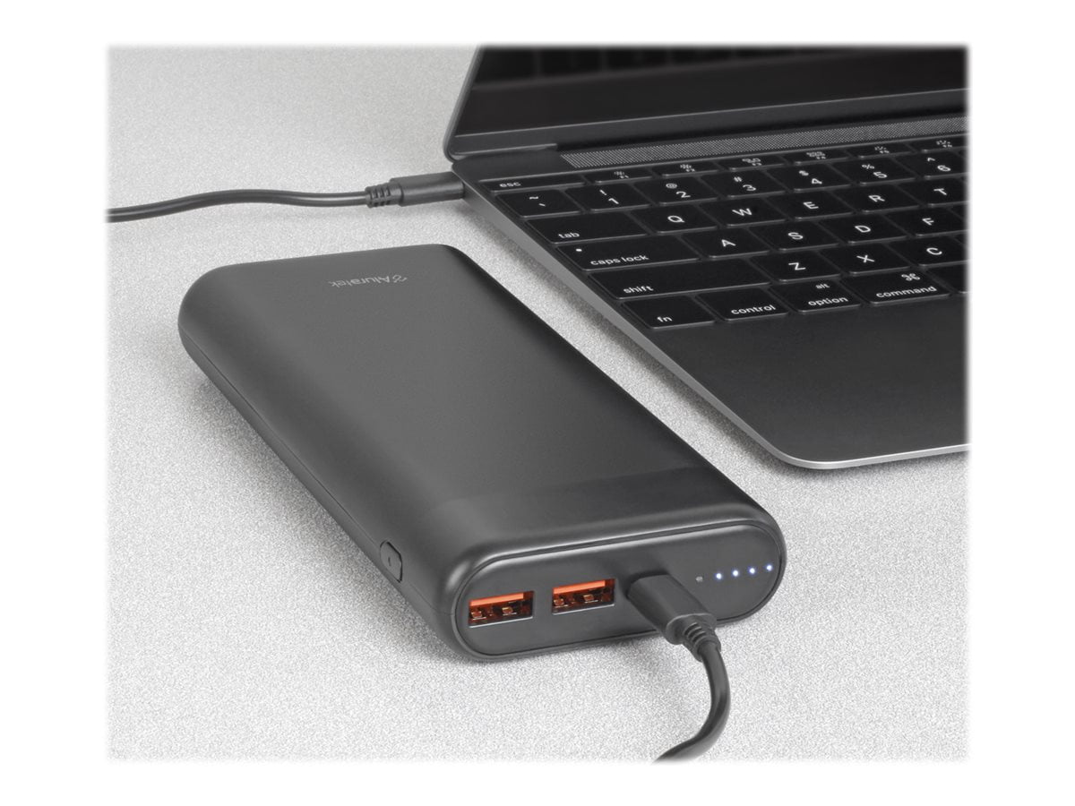 Aluratek APBQ20F - Chargeur rapide 65 W 20 000 mAh, QC 3.0 - 3 sorties : 2 x USB, 1 x USB-C PD