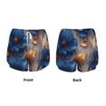 thumbnail image 3 of Rocae Elegant Blue Gold Blooms for Women's Athletic Shorts Workout Hiking Shorts Athletic Shorts for Running, Yoga, Gym, Sports-Small, 3 of 7