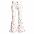 thumbnail image 2 of LILIYA Girls Yoga Pants Slim Fit Flared Yoga Pants Print Bell Bottom Fashionable High Waisted Stretchy Pull On Bootcut Sweatpants Trousers Casual Preppy Clothes Back to School, 2 of 5