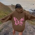 thumbnail image 2 of BLOCLOALO Graphic Hoodies Breast Cancer Awareness Ribbon Printed Drawstring Hoodie Sweatshirt Casual Oversized Long Sleeve Streetwear Pullover Coffee Xl, 2 of 5