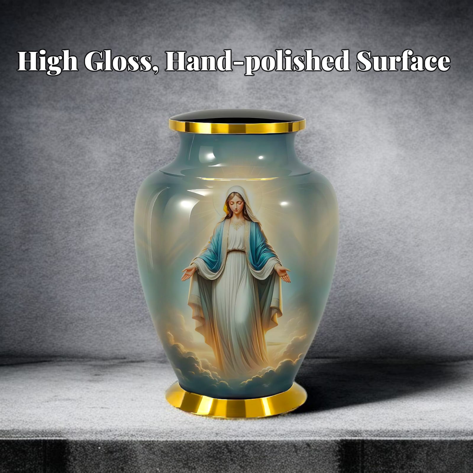 Religious Memorial Cremation Urn For Human Ashes - Adult Sized Urn For Ashes - Holds Upto 200 Cu In with Velvet Bag