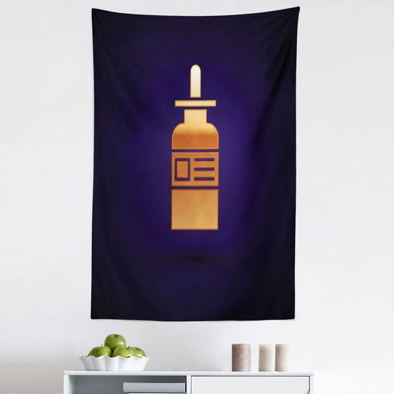 Perfume Tapestry, Fragrance Glass with the Pipette Cosmetic Product Illustration Print, Fabric Wall Hanging Decor for Bedroom Living Room Dorm, 5 Sizes, Indigo and Persian Orange, by Ambesonne