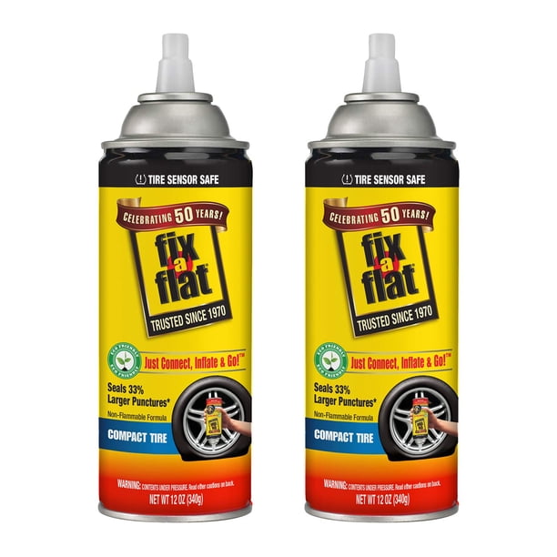Sellador de neumáticos Fix-A-Flat 340 g, paquete de 2, inflador