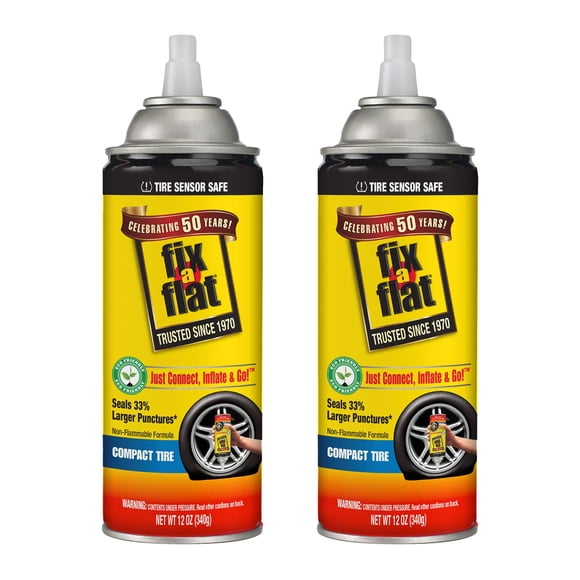 Sellador de neumáticos Fix-A-Flat 340 g, paquete de 2, inflador