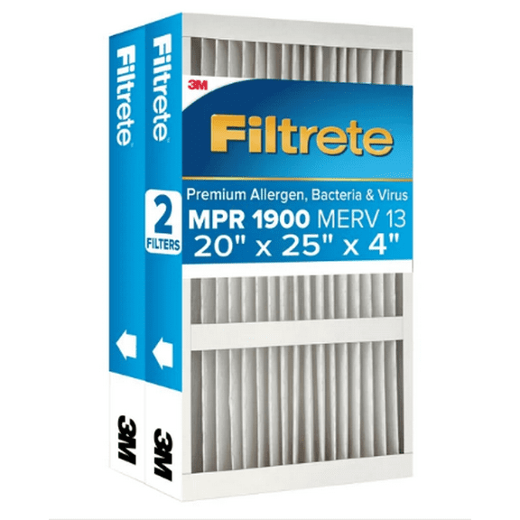 3M 1900 Series Filtrete 4" Filters, 2-pack 16 x 20 x 4