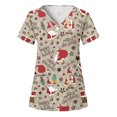 thumbnail image 1 of Puntoco, blusas con cuello en V y manga corta a la moda para mujer, blusa de bolsillo con estampado de uniforme de trabajo, tops Puntoco Puntoco-3095, 1 of 4