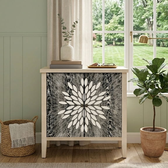 LFGUIZO 2-Door 1-Shelf Carved Modern Buffet Kitchen Storage Cabinet with Adjustable Shelves, Suitable for Dining Rooms, Living Rooms, Kitchens, and Studies