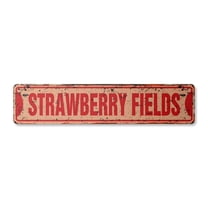 STRAWBERRY FIELDS Vintage Plastic Street Sign new sign music UK song | Indoor/Outdoor |  18" Wide