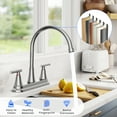 thumbnail image 6 of KINGTACK Two Handles Kitchen Faucet, 3 Hole or 4 Holel Faucet for Kitchen Sink, Chrome, 6 of 7