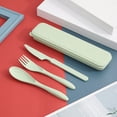 thumbnail image 5 of 4 Pack Portable Travel Cutlery Set, Reusable Flatware Set Wheat Straw Dinnerware Set Tableware Set for Workplace School Picnic Camping (BEIGE,GREEN,BLUE,PINK), 5 of 5