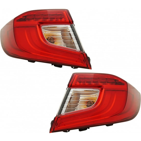 For Honda Accord Tail Light Assembly 2018 19 20 2021 Driver and Passenger Side Pair LED Outer Sedan HO2804118 | 33550-TVA-A01