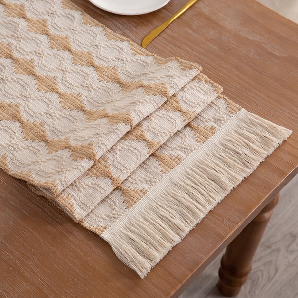 Xiao Hua Camino de mesa rústico bohemio para comedor, estilo granja, para mesa de centro, de 180 cm de largo, tejido en macramé, para decoración navideña otoñal, 33 x 180 cm (blanco y negro).