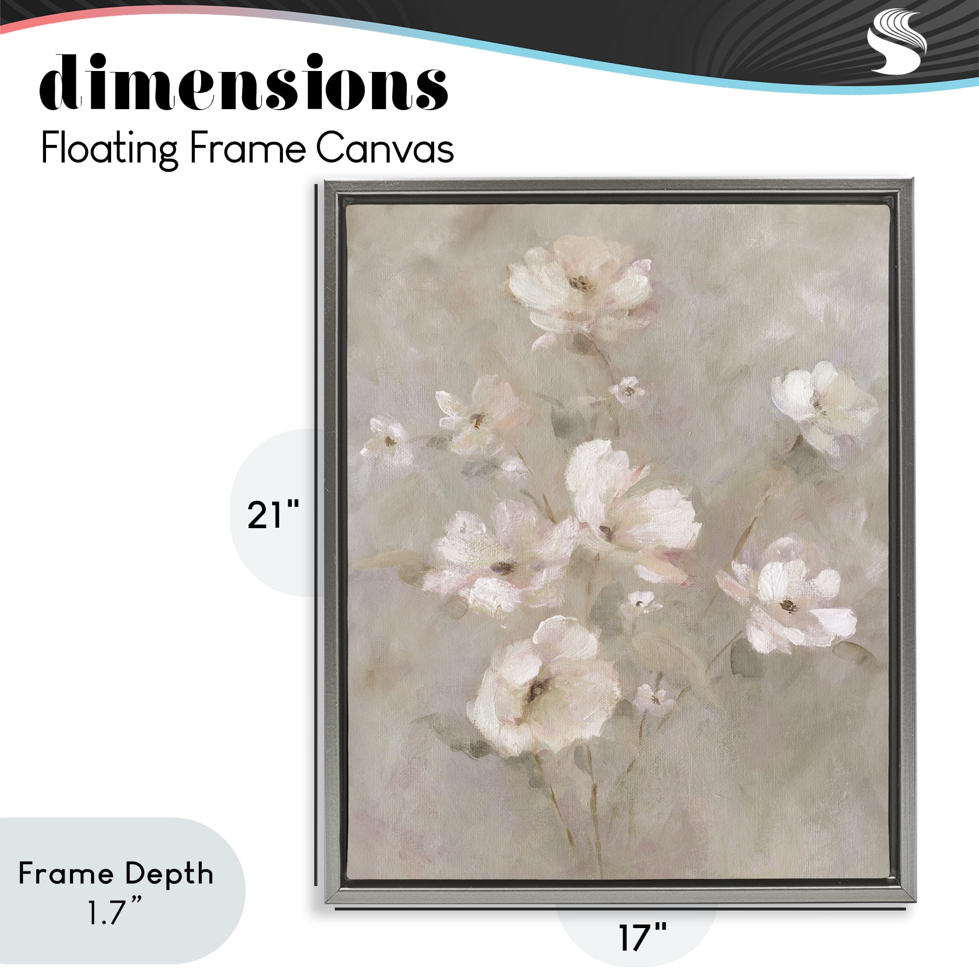 Stupell Industries Delicate Blush Floral Arrangement Gray Framed Floater Canvas Wall Art, design by Carol Robinson