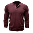thumbnail image 1 of Yuyuzo Men Basic Tops Long Sleeve 1/4 Button Notch V Neck Cozy Fall Casual Shirts Blouse Solid Color, 1 of 5