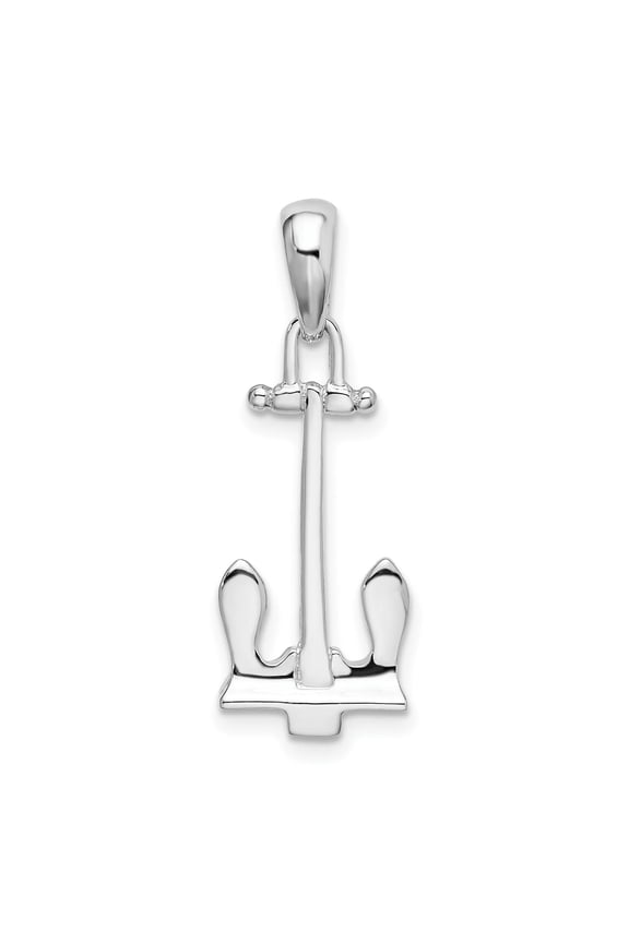 925 Sterling Silver Nautical Charm, Polished 3D Navy Anchor Pendant